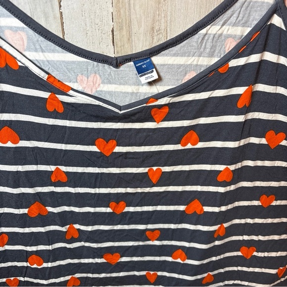 Sunday Sleep Tank From Old Navy Blue Stripe With Orange Hearts 4X - Picture 10 of 16